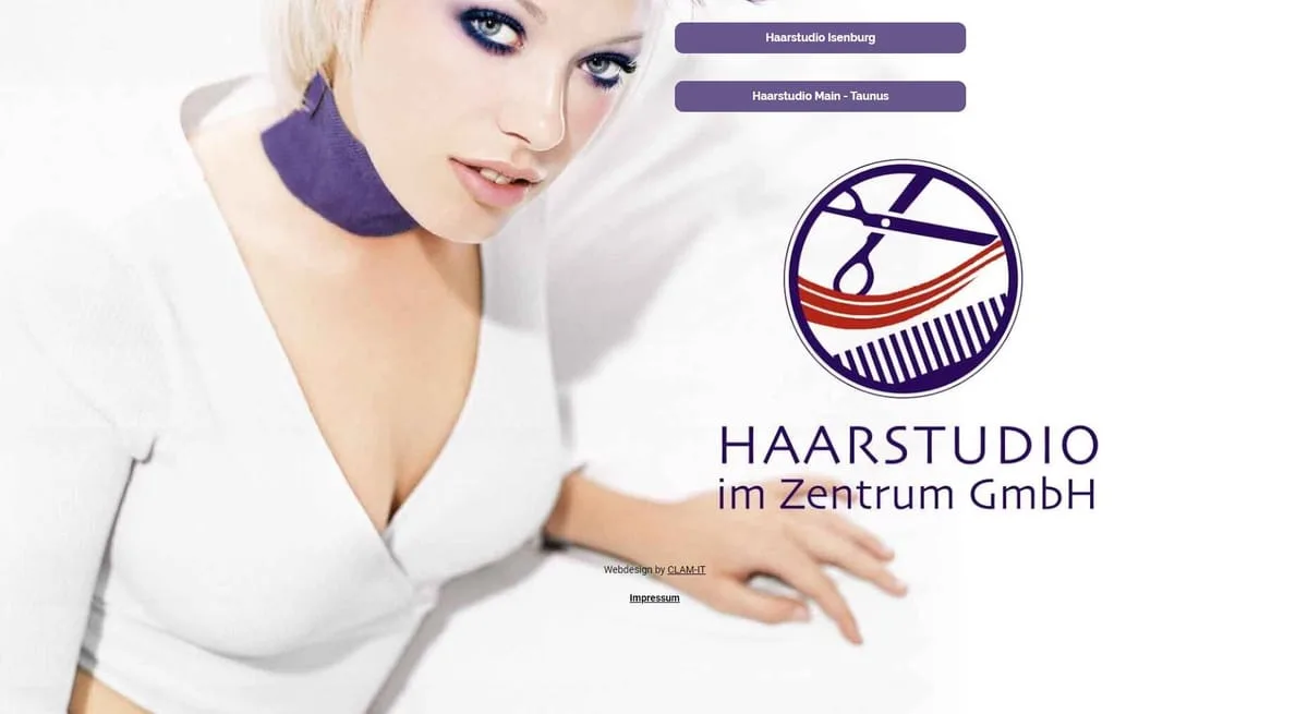 Website von Haarstudio im Zentrum